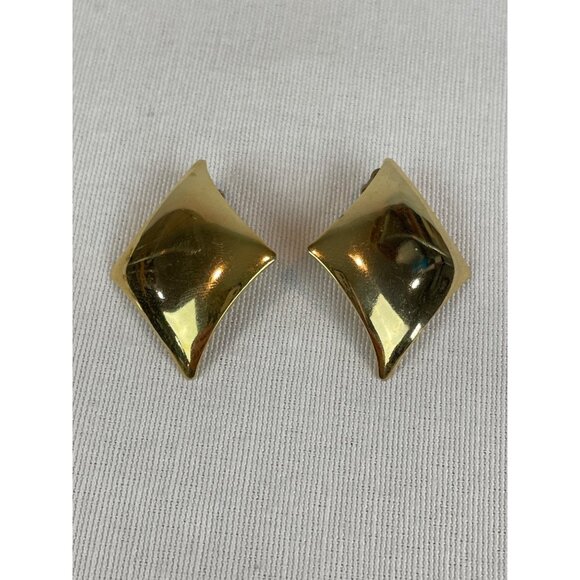 unbranded Jewelry - Vintage Gold Tone Pierced Earrings Diamond Shaped Geometric 80s 90s